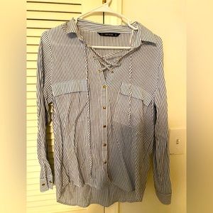 Zara blue and white blouse